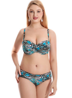Multi-color Print Bandeau Oversized Bikini