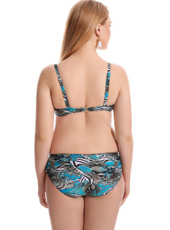 Multi-color Print Bandeau Oversized Bikini