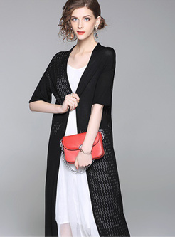 Black Fashion Loose Knitted Coat