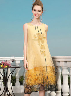 Fashion Silk Organza Sleeveless Shift Dress 