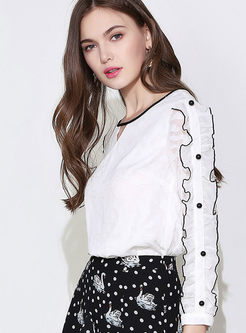 Sweet Flare Sleeve Splicing Blouse 