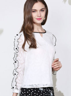 Sweet Flare Sleeve Splicing Blouse 