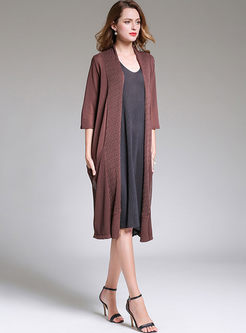 Casual Solid Color Knitted Loose Coat 