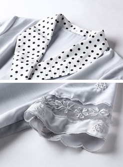 White Lapel Belted Embroidered Skater Dress