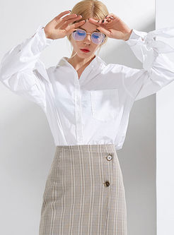 White Solid Color Brief Blouse