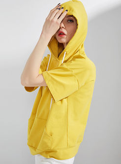 Yellow Letter Print Casual Hoodies