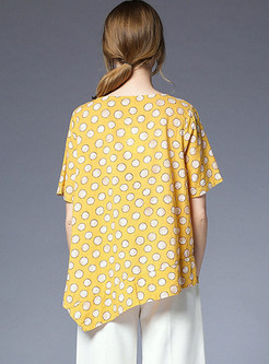 Yellow Dot Print Short Sleeve T-shirt