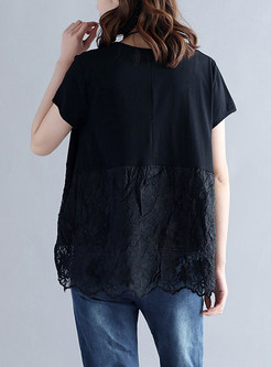 Black Short Sleeve Loose T-shirt
