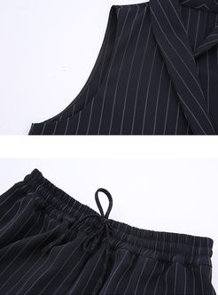 Brief Striped Vest Suit & Striped Culotte