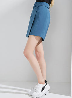 Blue Brief Pure Color Casual Skirt 