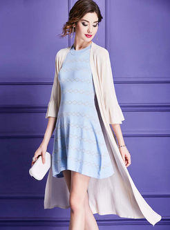 Splicing Knitted Pure Color Elegant Coat