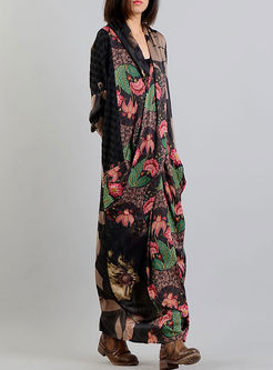 Floral Print Silk Strapless Vintage Dress