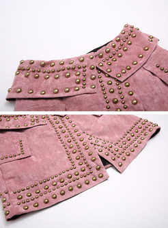 Pink Nail Bead Asymmetric Skirt