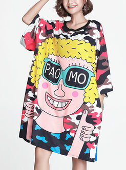 Trendy Print Plus Size T-shirt Dress