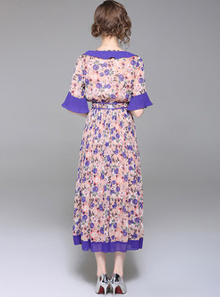Floral Print Stringy Selvedge Maxi Dress