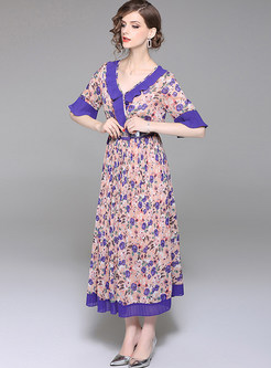 Floral Print Stringy Selvedge Maxi Dress