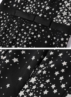 Star Pattern Waist A Line Chiffon Dress