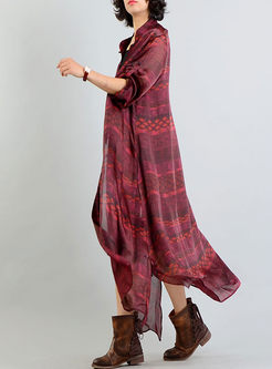 Red Silk Stand Collar Vintage Long Coat Without Camis