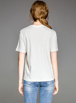 White Cartoon Print Fashion T-shirt