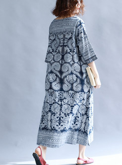 Ethnic Print Plus Size Maxi Dress