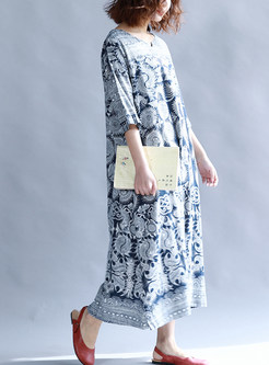 Ethnic Print Plus Size Maxi Dress