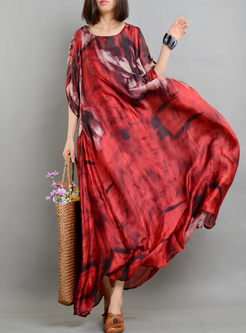 Red Ethnic Print Arcadian Shift Dress With Camis 
