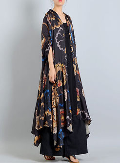 Vintage Silk Asymmetric Long Coat 