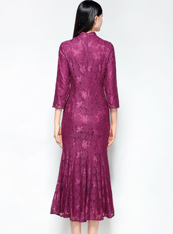 Purple Vintage Improved Cheongsam Dress