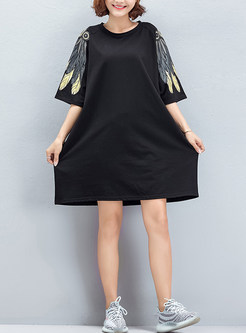 Stylish Splicing Plus Size T-shirt Dress