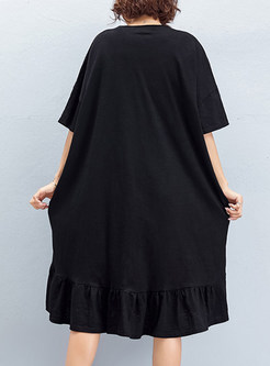 Black Brief Slit T-shirt Dress
