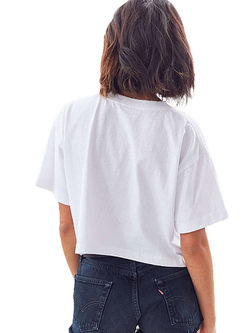 White Fashion Short Print T-shirt 