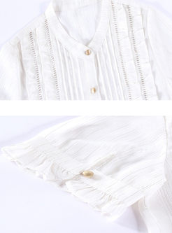 Brief Striped Falbala All-match Blouse With Camis