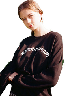 Black Loose Letter Embroidered Sweatshirt