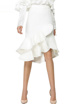White Chic Asymmetric Bodycon Skirt