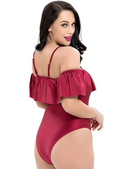 Brief Falbala Hollow Swimsuit Cover Up For Plus Size Women