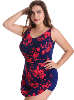Fashion Floral Print One Piece Swimsuit For Plus Size Women