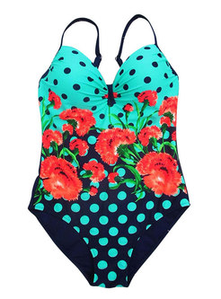 Retro Flower Print Swimsuits For All
