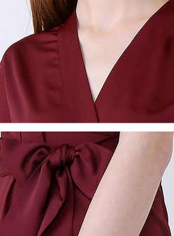 Elegant Slim Asymmetric Wrap Dress