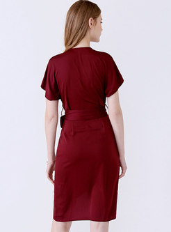 Elegant Slim Asymmetric Wrap Dress