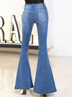 Fashion High Waist Elastic Flare Jeans