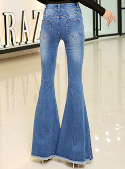 Fashion Edging High Waist Flare Jeans