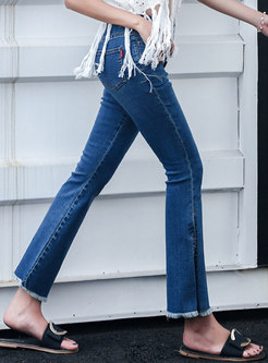 Chic Edging Split High Waist Jeans