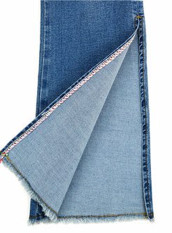 Chic Edging Split High Waist Jeans