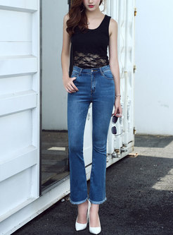 Casual Slim Micro-flare Edging Jeans