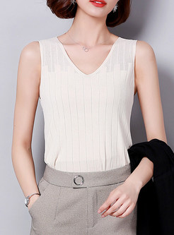 Apricot Brief Knitted Sleeveless Top