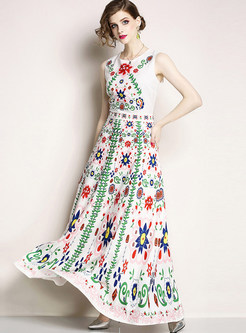 Elegant Printing Sleeveless Maxi Dress