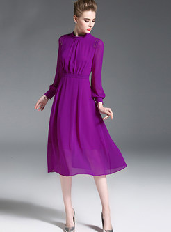 Purple Brief The Waist A Line Dress