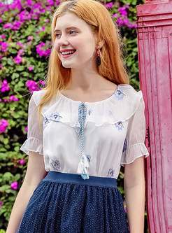 Sweet Embroidered See Through Blouse