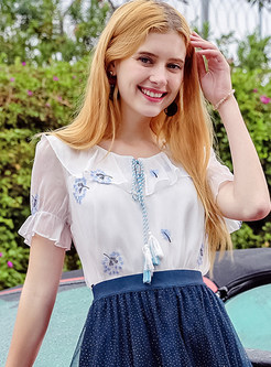 Sweet Embroidered See Through Blouse