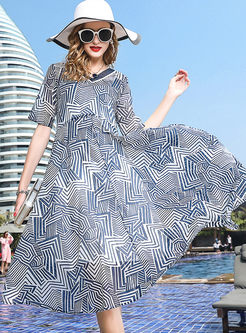 Fashion Striped Print Plus Size Dress